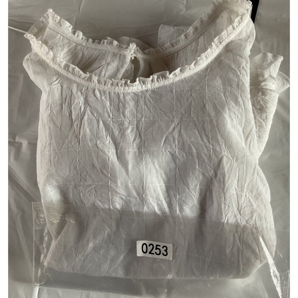 NWT Liverpool Womens Ruffled Hem White Top Size L Lightweight Cotton Blend NEW - Picture 9 of 13